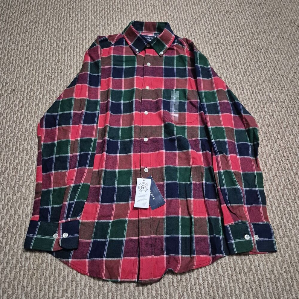 Club RoomMen's Regular-Fit Plaid Flannel Shirt Sz Small